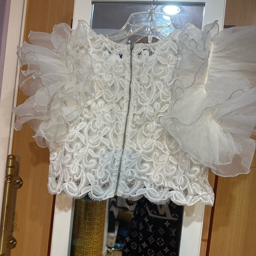 Ruffle Lace White Blouse